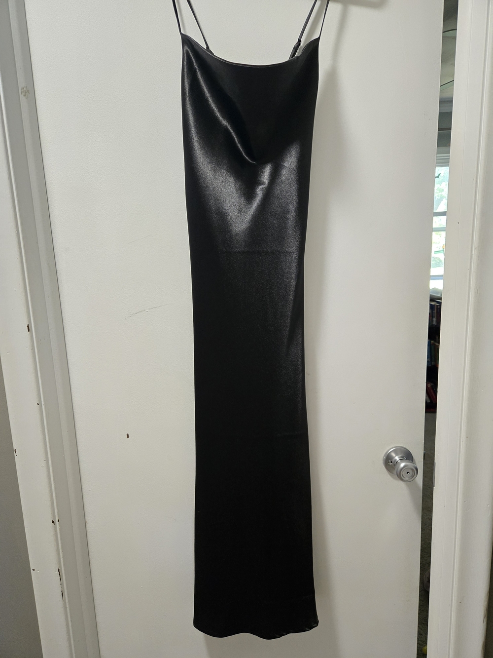 Black Satin Maxi Slip Dress